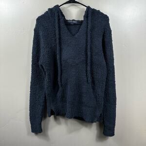 Barefoot Dreams Chozychic V Neck Hoodie Navy Blue Size Small